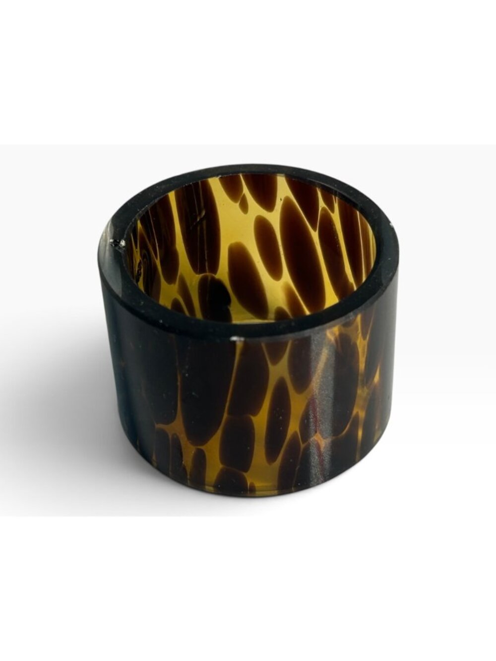Vintage Tortoiseshell Glass Napkin Rings Set of 6 Faux Tortoise Shell Table Deco - Picture 7 of 16